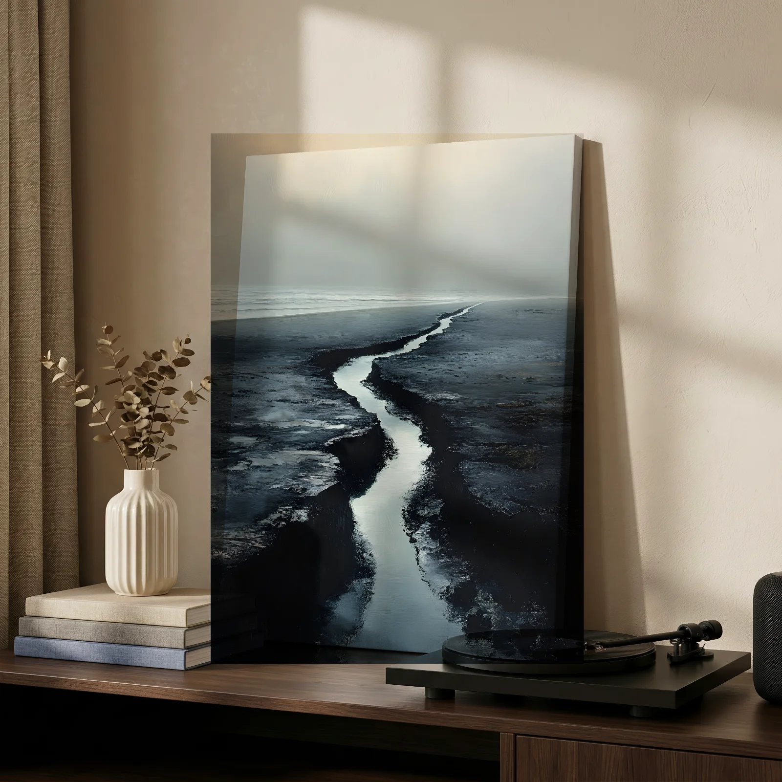 Lichtspur am dunklen Ufer — Leinwand